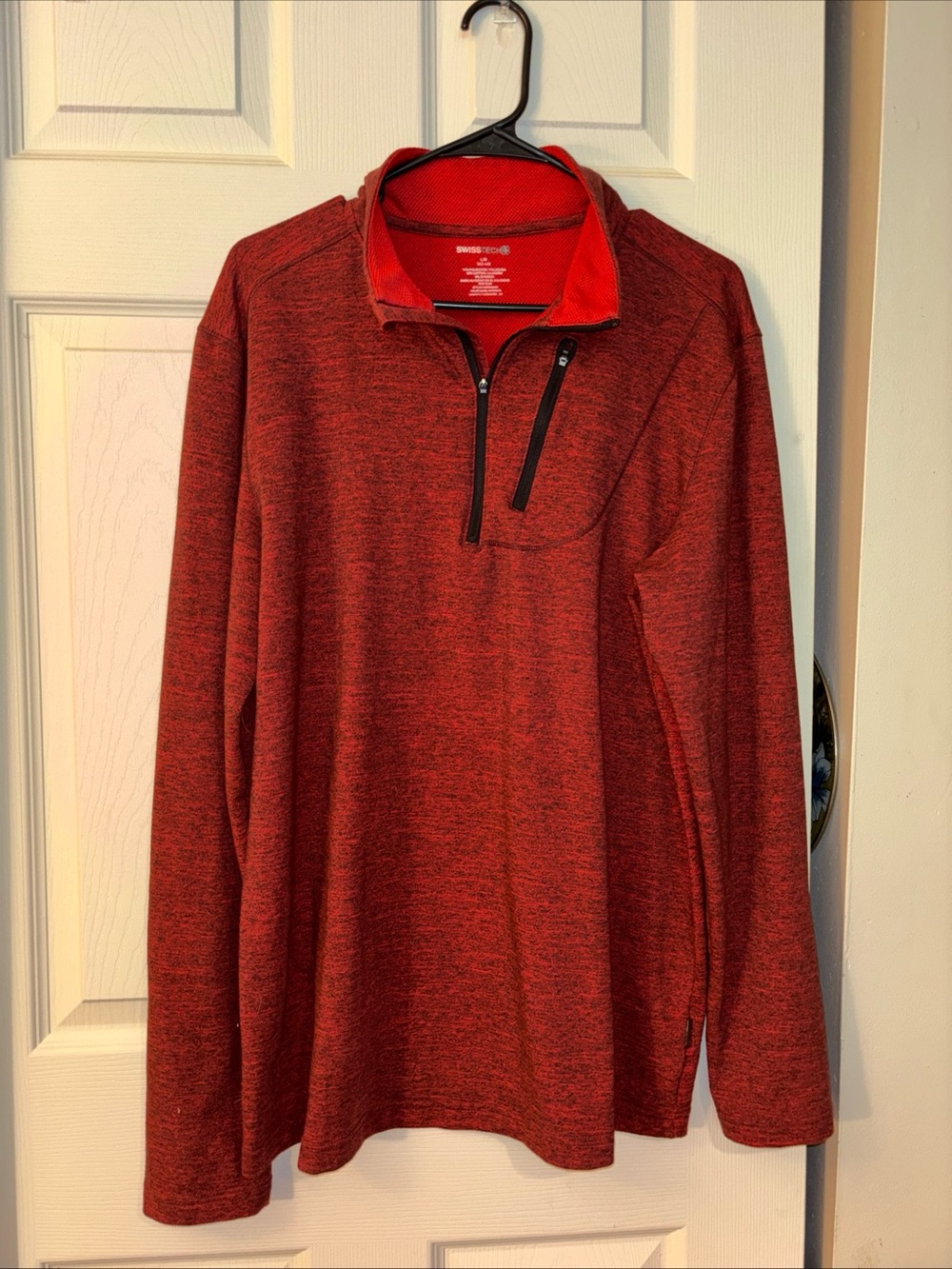 Swiss Tech Red Heathered Zip-Up Pullover